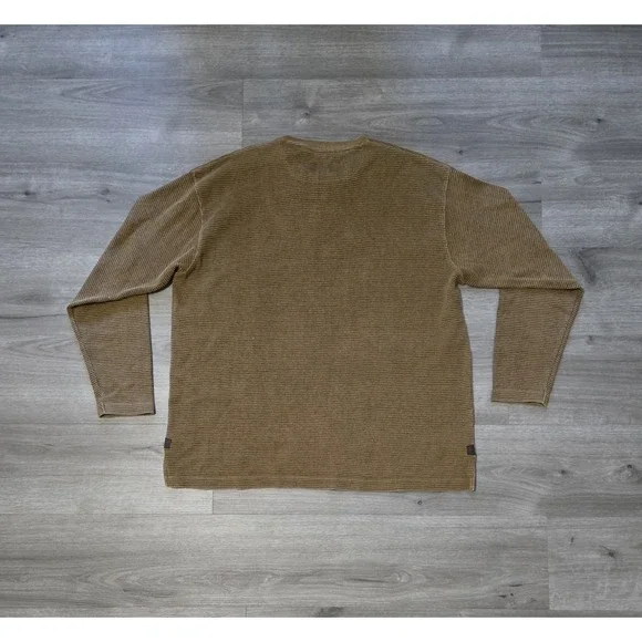 Dick Idol Waffle Knit Henley Shirt Mens XL Brown Long Sleeve Snap Button - Picture 2 of 10